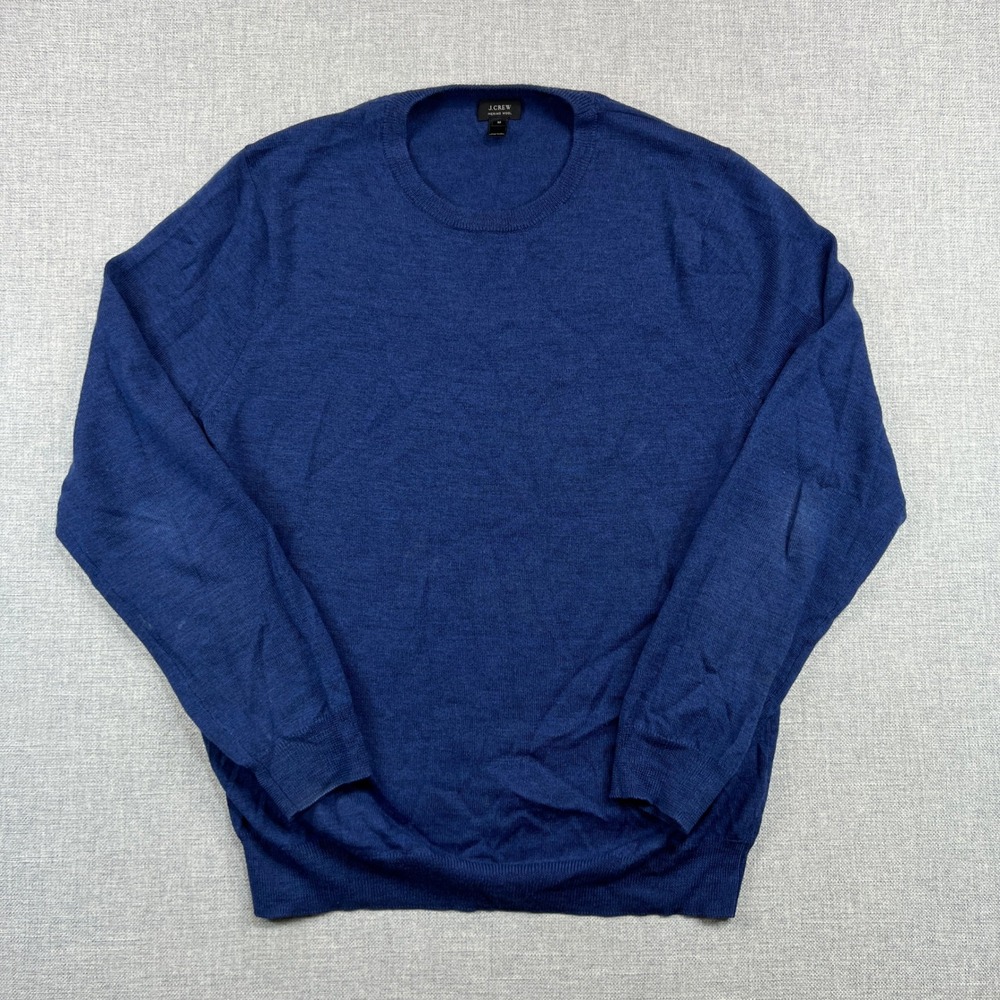 J.Crew Merino Wool Crewneck Sweater Men M Blue Lightweight‎ Knit Preppy Soft Ivy